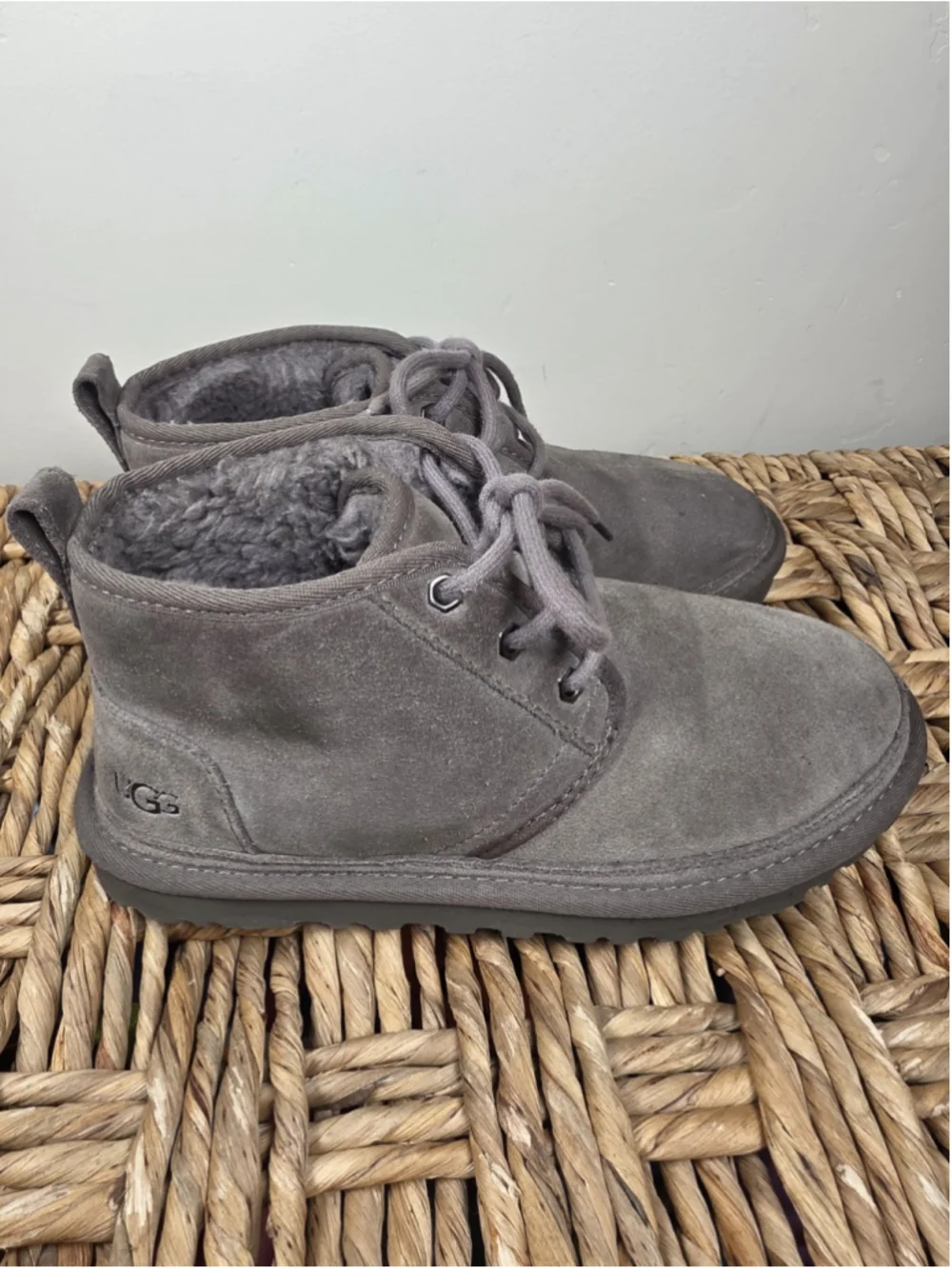 UGG Neumel 3236 Chukka Boots Mens 6 Womens 8 Charcoal Suede Shearling Lined